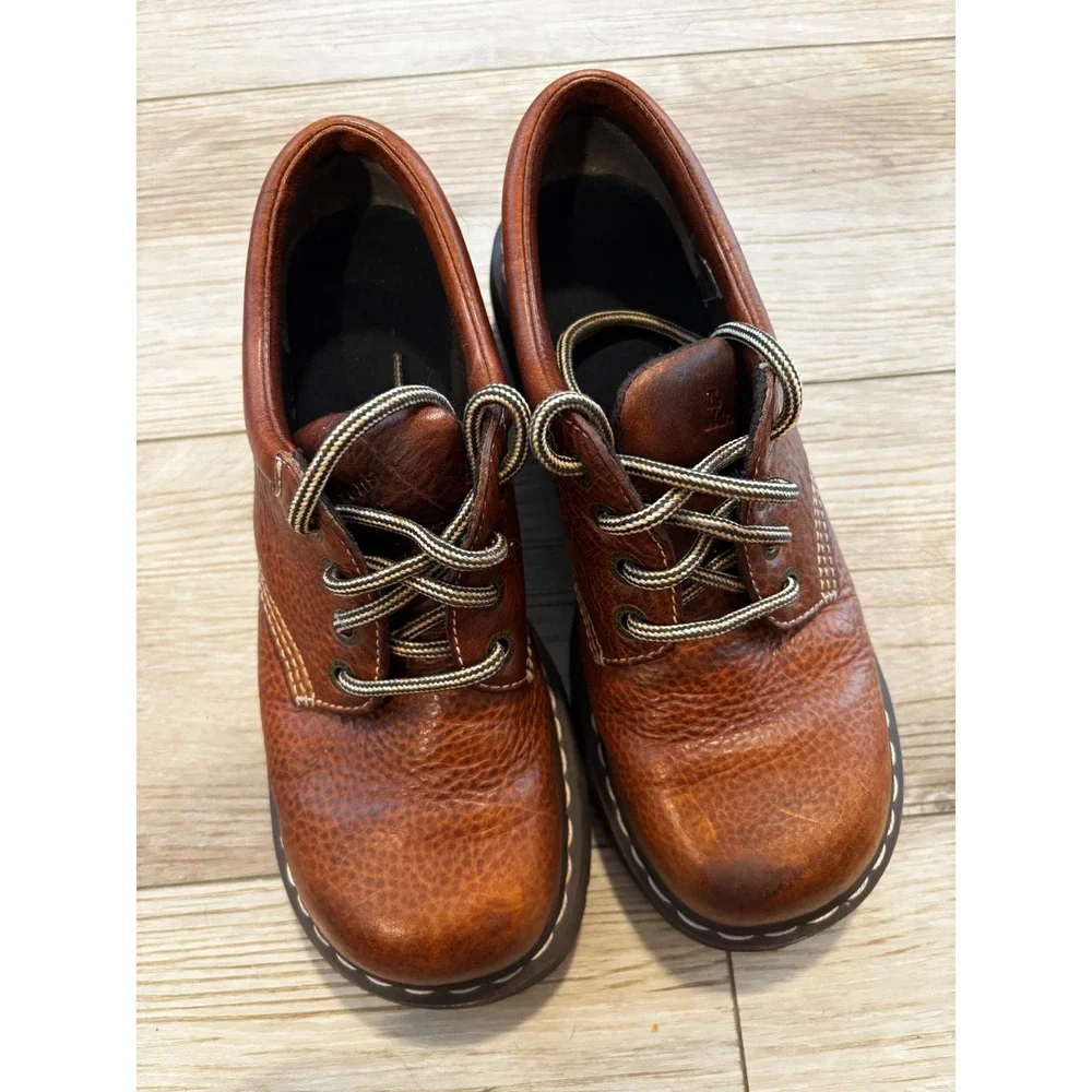 Dr. Martens 2B98 Brown Pebbled Leather Chunky Platform Oxfords Mens 9 Womens 10